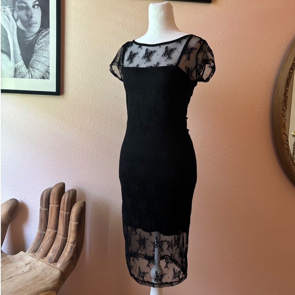 Vintage Y2K Vampy Lace Little Black Dress